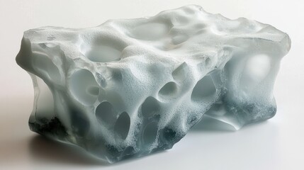 Aerogel block extreme macro porous architecture ultra-light material translucent structure scientific presentation educational industrial photography