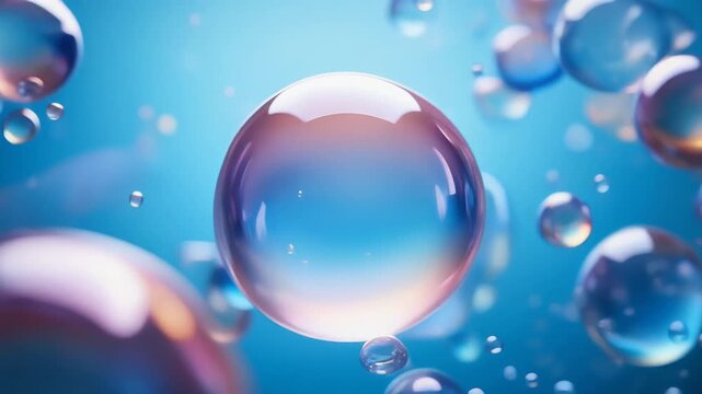 柔らかな水色とピンク色のグラデーションの液体が動き揺れる