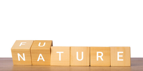 Wooden blocks with fun nature text for outdoor lifestyle concept, isolated on transparent background