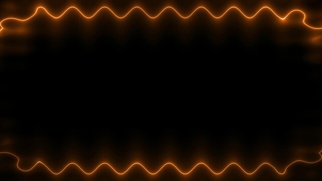 Abstract Orange Neon Frame on Black Background