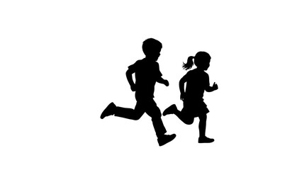 Children running silhouettes flat design vector