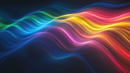 Fototapeta premium Diffraction order spectra vibrant rainbow waves flowing across dark background laser interference patterns luminous spectral bands optical physics abstract design