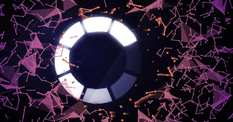 Lower-left lighting starting banded ring sweeping clockwise, emitting dots, pulsing mesh for HUD - Powered by Adobe