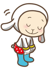 Cute Embarrassed Kawaii Genie Bunny Pulling Up Pants – Shy Chibi Rabbit Vector Illustration