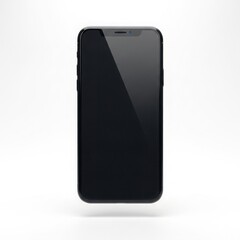 Black smartphone with blank screen on white background