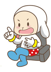 Cheeky Kawaii Genie Bunny Pointing and Sticking Tongue Out – Playful Chibi Rabbit Vector Illustration