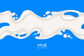 Milk splash vector seamless border