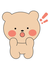 Shocked Cute Bear with Open Mouth – Kawaii Surprised Bear Vector Emote