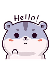 Cute Kawaii Hamster Peeking and Saying Hello – Adorable Chibi Hamster Vector Emote