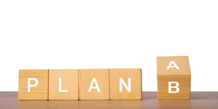 Wooden blocks with plan a b text for backup strategy concept, isolated on transparent background