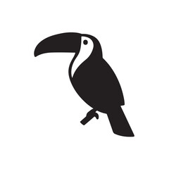 Fototapeta premium Black silhouette of a toucan bird tropical exotic