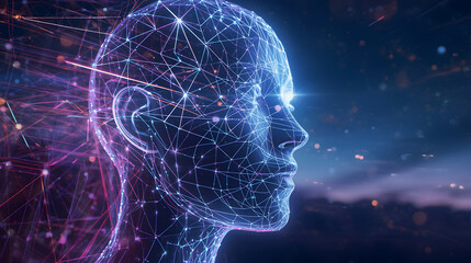 Quantum Cognitive Network: Futuristic AI Brain & High-Tech Data Flow Concept