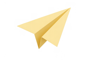 Yellow paper airplane flying, representing communication, innovation, and global travel success