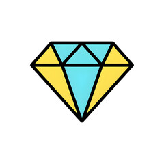 Stylized Diamond Gemstone Icon with Yellow and Blue Facets jewel precious