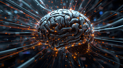 Abstract Digital Human Brain with Neural Network Connections