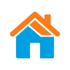 Stylized house icon with orange roof and blue walls home symbol