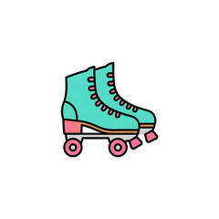 Teal and Pink Roller Skates with White Laces rollerblades footwear