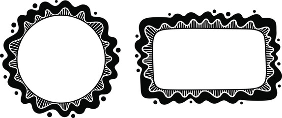 Hand drawn frames with decorative borders for text or images