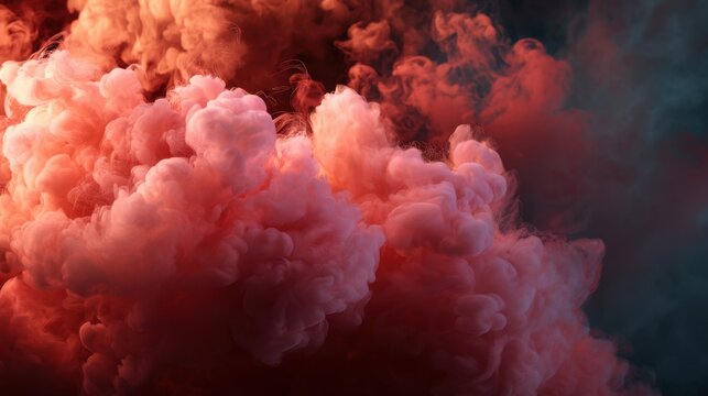 Vibrant pink smoke dispersing creating an abstract texture against a dark background. Dynamic cloud formation for conceptual advertising or design. - Powered by Adobe