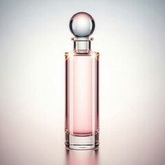 Elegant glass perfume bottle with pink liquid and silver cap