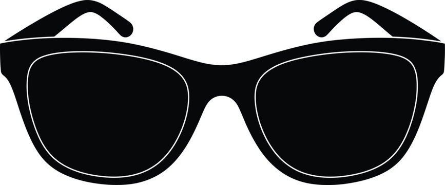 Stylish black sunglasses with thick frames and dark lenses isolated on white