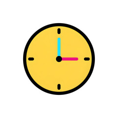 Yellow Clock Face with Blue and Pink Hands image