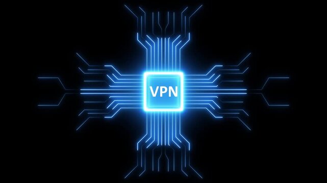 Futuristic digital brain network with vpn security handshake and dollar icon representing secure. 4k animated video isolated on black background.