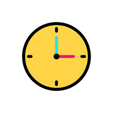 Yellow Clock Face with Blue and Pink Hands image
