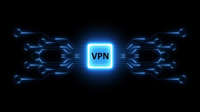 Futuristic digital brain network with vpn security handshake and dollar icon representing secure. 4k animated video isolated on black background.