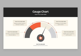 Gauge Chart Infographic Vector &ndash; Speedometer Dial Meter, KPI Performance Gauge Graph Template for Dashboards and Analytics