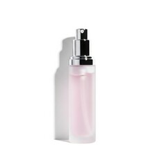 Pink Perfume Bottle on White Background liquid spray