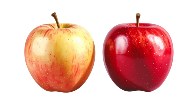 Glossy Red Apple with Natural Shine isolated on transparent background