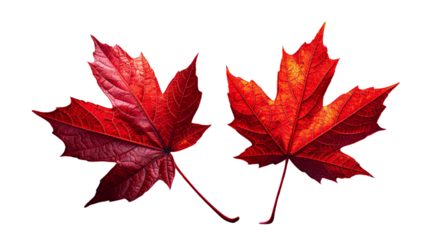 Bright Red Maple Leaf Autumn Detail isolated on transparent background (2)
