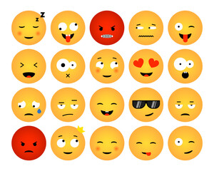 Emoji pack, Emoji collection vector set, Isolated emoticon symbol on white background, Editorial vector illustration.