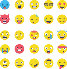 Emoji pack, Emoji collection vector set, Isolated emoticon symbol on white background, Editorial vector illustration.