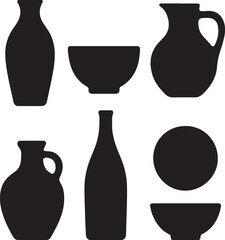 Mixed Pottery Forms Silhouette Set.eps