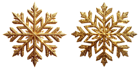  Gold Glitter Snowflake Cutout – Transparent Background PNG