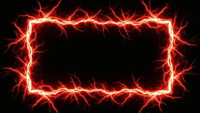 Fiery Frame Electric Red Lightning Border on Black.