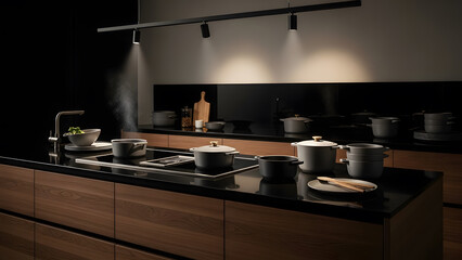 Black Modern Island. Perfect for: appliance ads, cookware brands, modern home promotions