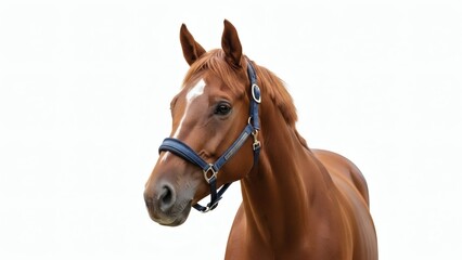 Obraz premium Chestnut Horse Portrait on White Background Elegant.
