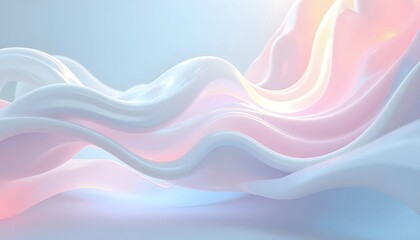 Obraz premium Layered Geometric Shapes Bending Soft Pastel Iridescent Light