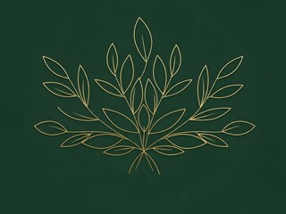 Elegant gold leaf illustration on green background decorative design element