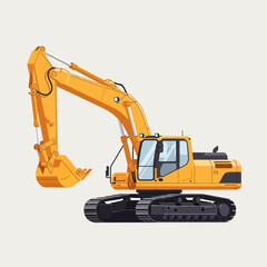 Vibrant Yellow Excavator: A Modern Depiction of Construction and Industrial Machinery