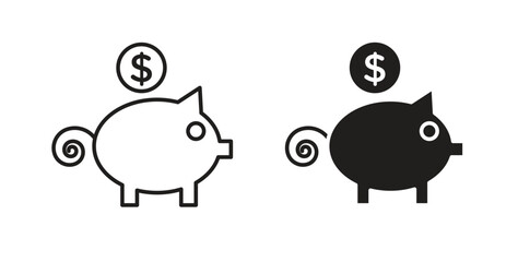 Piggy bank icon. filled flat sign for mobile concept and web design
