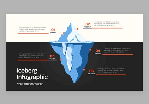 Iceberg Infographic Vector &ndash; Hidden Layers Diagram, Depth Concept Illustration for Business Strategy, Psychology, Risk and Analysis