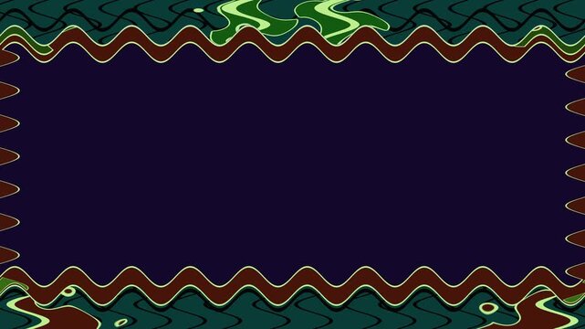 Abstract Wavy Frame Design: Green, Brown, and Dark Purple Palette