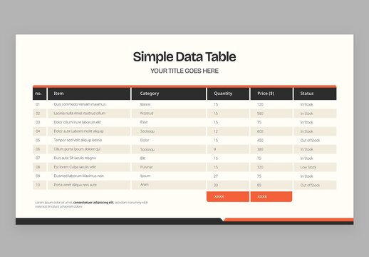 Data Table Infographic Vector &ndash; Comparison Grid, Structured Information Table Template for Reports, Lists, Features, and Presentations