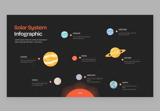 Solar System Infographic Vector &ndash; Planet Diagram, Space Education Chart Showing Orbits, Astronomy Illustration for Science and Learning