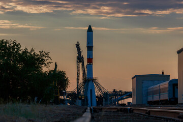 A close view of the space rocket launch pad.