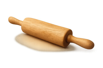 Wooden rolling pin with flour, preparing dough for baking, cooking homemade food, kitchen utensil transparent background
